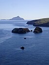 View from Santa Cruz Island looking east towards Anacapa Island in the Channel Islands National Park.