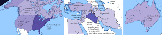 A map of the jurisdictions of the Chaldean Catholic Church Chaldean Catholic Jurisdictions.png