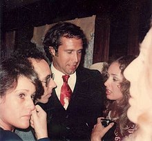 Chevy Chase at the private party after the premiere of the movie A Star Is Born, December 1976