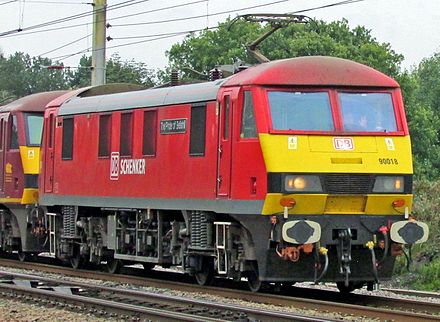90018 in DB Schenker livery on a south bound freight at Euxton in October 2016