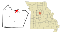 Cooper County Missouri Incorporated and Unincorporated areas Boonville Highlighted.svg