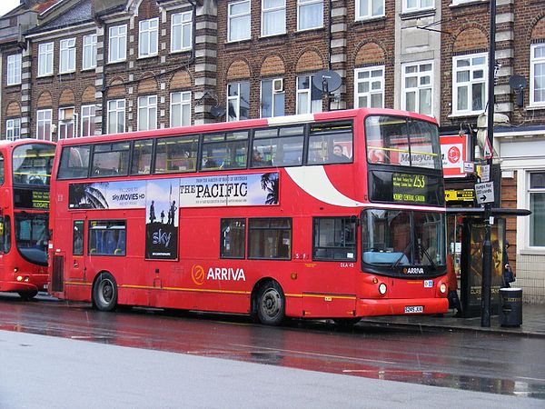 Arriva London ALX400 bodied DAF DB250LF on route 253 in Stamford Hill in March 2010