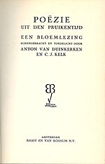 DU 28, Duinkerken / Kelk: Poëzie uit den Pruijkentijd, Einband und Titelblatt (1936)