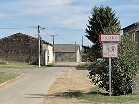 Duzey (Meuse) city limit sign.JPG