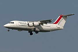 British Aerospace Bae 146-fly fra CityJet på Schiphol lufthavn utafor Amsterdam.