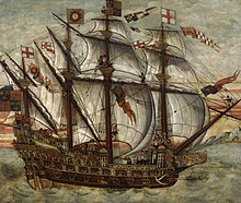 The Great Harry, launched at Woolwich in 1514. English school - c. 1575, the Henry Grace a Dieu (The Great Harry), oil on panel, Sotheby's sale L09635, Oct. 29, 2009.jpg