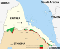 Eritre-Etiyopya sınırında anlaşmazlık yaşanan bölgeleri gösreten harita (İngilizce)