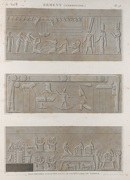 Pl.96 - Bas-reliefs sculptés dans le sanctuaire du temple