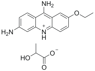 <span class="mw-page-title-main">Ethacridine lactate</span> Pair of enantiomers