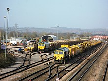 Freightliner Class 66 locomotives in Fairwater Yard