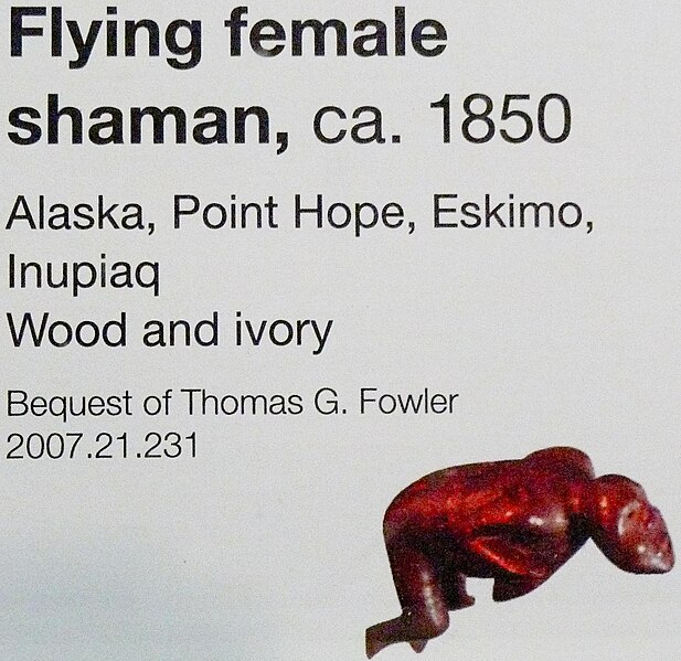 File:Flying Female Shaman, circa 1850, label - De Young Museum.jpg