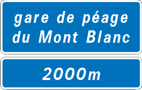 Panneau d'indication d'une gare de péage en section courante en France