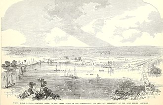 White House, Virginia in 1861, Frank Leslie Frank Leslie's scenes and portraits of the Civil War (1894) (14760650764) White House Landing, Pamunkey River, VA (cropped).jpg