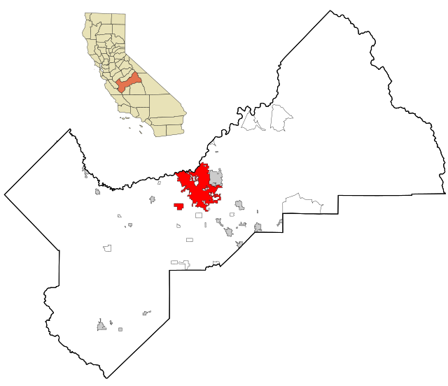 フレズノ市の位置（フレズノ郡）の位置図