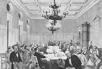 Sammankomst i sessionssalen 1879.