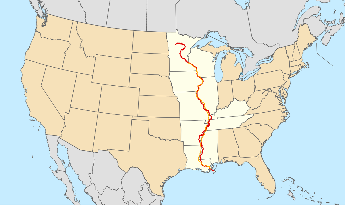 Us Map Mississippi River Great River Road   Wikipedia