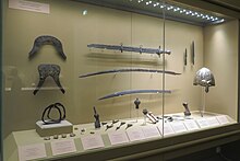 Three concurrent sword types from the Golden Horde: an arming sword, a long Turko-Mongol style sabre, and an early type of more compact kilij Hermitage Museum - 2015 Dec - IMG 2117.jpg