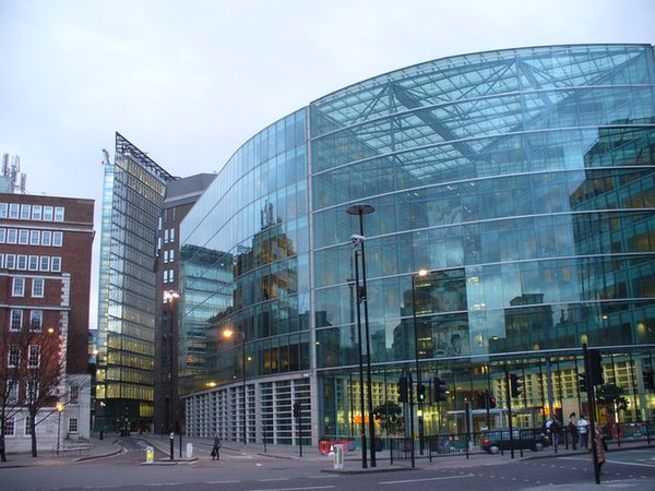 View down New Fetter Lane from Holborn Circus, with Sainsbury's head office on the right