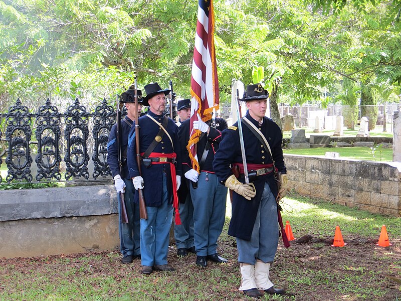 File:Honor guard before dismissal at the dedication ceremony for the grave marker of J. R. Kealoha.jpg