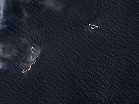 Image satellite des îles Hunga Tonga et Hunga Ha‘apai en 2022.