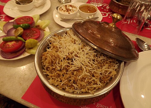 Hyderabadi Biryani along with "Mirchi ka Salan"