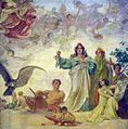 1816 - Español: Pintura sobre tela en el techo del Salón Blanco de la Casa Rosada, con alegorías a la Revolución de Mayo y la Declaración de Independencia de 1816
