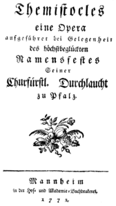 Johann Christian Bach - Temistocle - pagina de titlu a libretului - Mannheim 1772.png