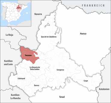 Die Lage des Gerichtsbezirk Tarazona in der Provinz Saragossa