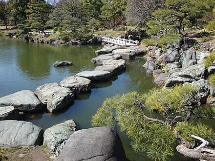 Stepping stones in Kiyosumi Garden, in Fukagawa, Tokyo
