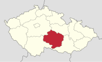A Vysočina kerület fekvése Csehországon belül