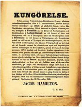 Kungörelse om skadegörelse på vattenledningar i Stockholm år 1861.