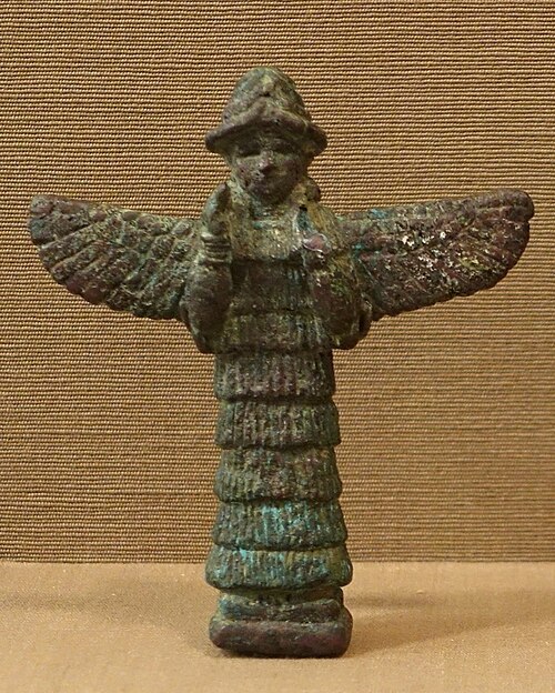 Statuette of a winged lamma from the Isin-Larsa period. Oriental Insistute Museum, Chicago.