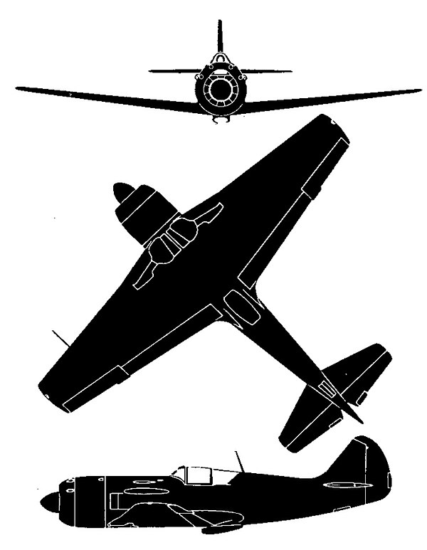 3-view drawing of Lavochkin La-9