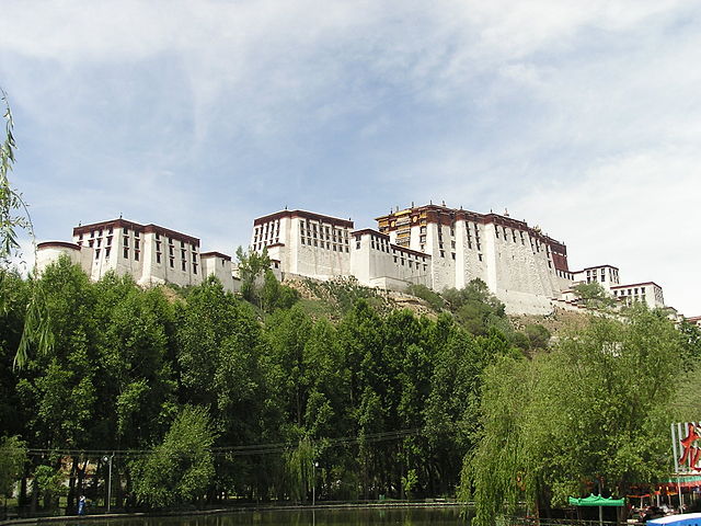 View of Potala from 5th Dalai Lama's private Lukhang temple, December, 2008.