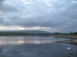 Llanishen reservoir in a semi-drained state