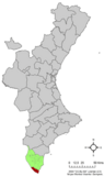 Localización de Pilar de la Horadada respecto a la Comunidad Valenciana