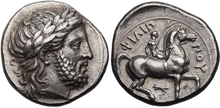 Macedon Philip II AR Tetradrachm Thunderbolt Kontrol Mark, LeRider 234 Plat Koin, 1965 Tesalonika Menimbun.xcf