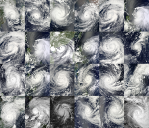 Satellite photos of the 24 tropical cyclones worldwide that reached at least Category 3 on the Saffir-Simpson scale during 2012, from Funso in January to Freda in December.
Among them, Sanba (first image in the third row) was the most intense, with a minimum central pressure of 900 hPa. Major Tropical Cyclones of 2012.png