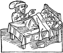 Illustration of a defloration rite (1484 edition) Mandeville Journeys (defloration rite).png