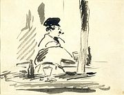 Le Bouchon, a brush and ink sketch by Édouard Manet, 1878