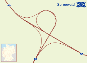 Översiktskarta över motorvägstriangeln Spreewald