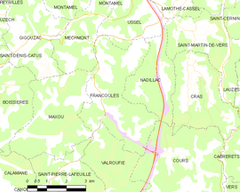 Mapa obce Francoulès