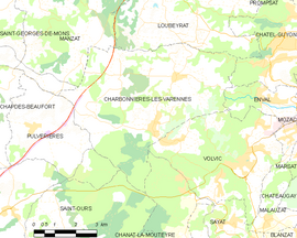Mapa obce Charbonnières-les-Varennes