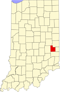 Map of Indijana highlighting Fayette County