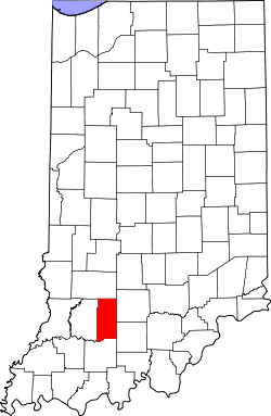 map of Indiana highlighting Martin County