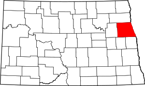 Map of North Dakota highlighting Grand Forks County