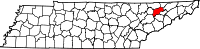 Map of Tenesi highlighting Grainger County