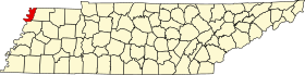 Map of Tennessee highlighting Lake County.svg