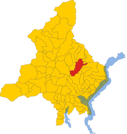 Elhelyezkedése Verbano-Cusio-Ossola megye térképén