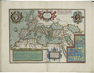 300px map of the roman empire%2c and the origin%2c growth%2c and pinnacle of the roman empire by abraham ortelius